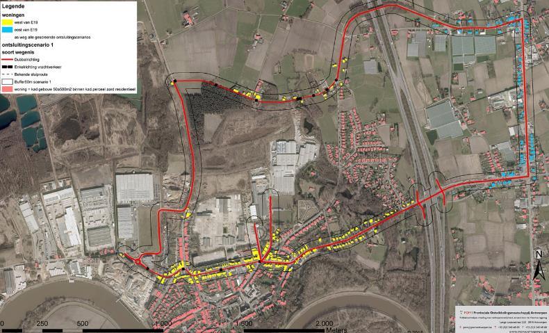 Probleemstelling ontsluiting vrachtverkeer door woongebied, 400 woningen