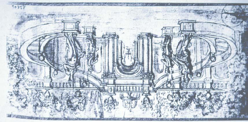 Fischer von Erlach, ontwerp tuinterras, tekening Albertina
