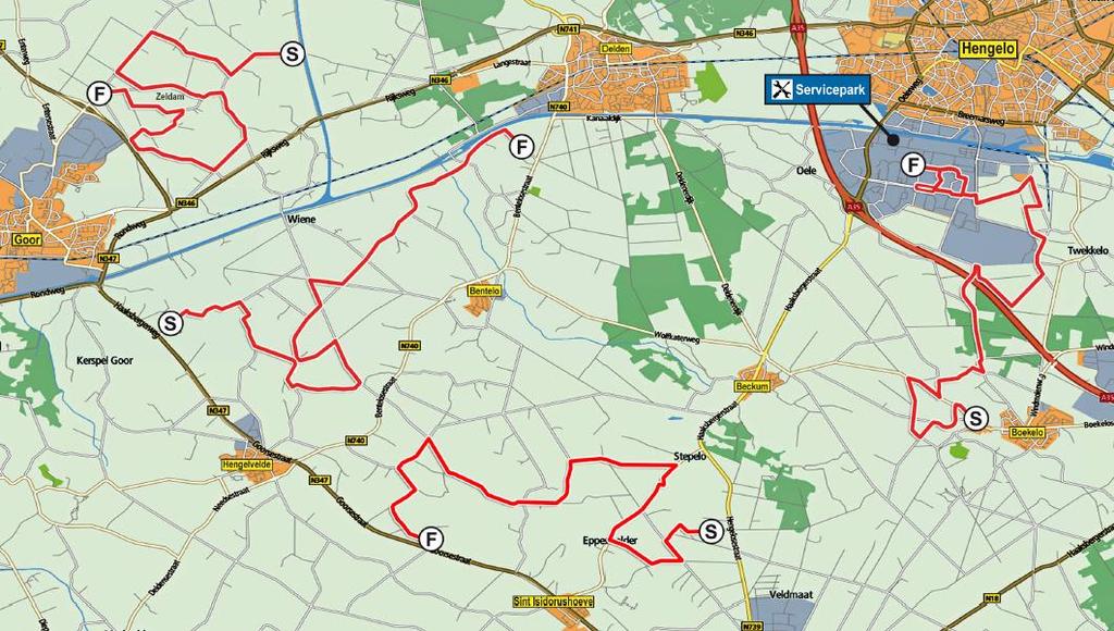 6. WEDSTRIJDGEBIED De met rood aangegeven wegen zijn de