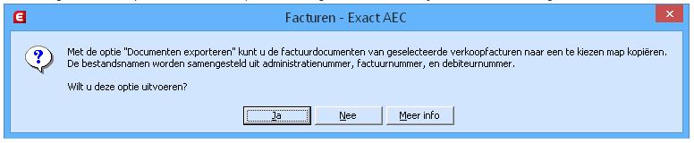 Exact AEC; export verkoopfacturen Export PDF & XML