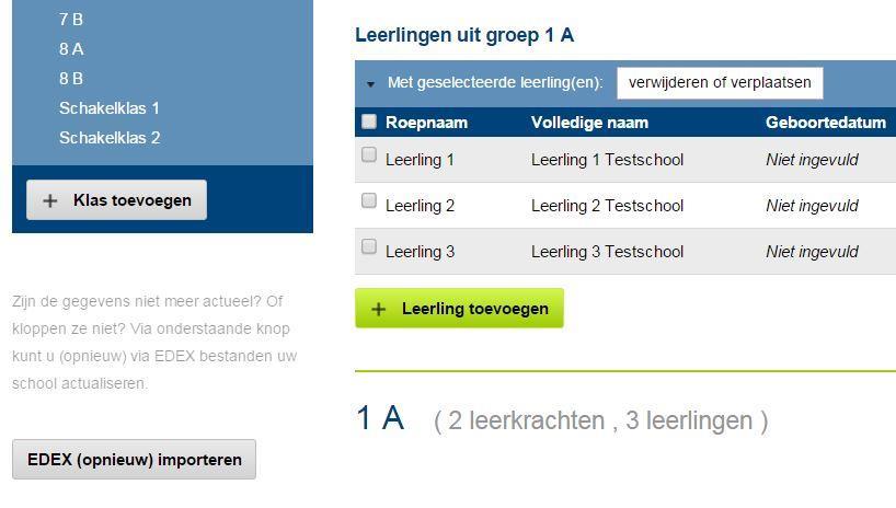 Optie 3. Opnieuw invoeren van de leerlinggegevens De samenstelling van de groepen op uw basisschool verandert ieder schooljaar.