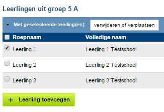 leerkracht of leerling aan te vinken die u wilt verwijderen of