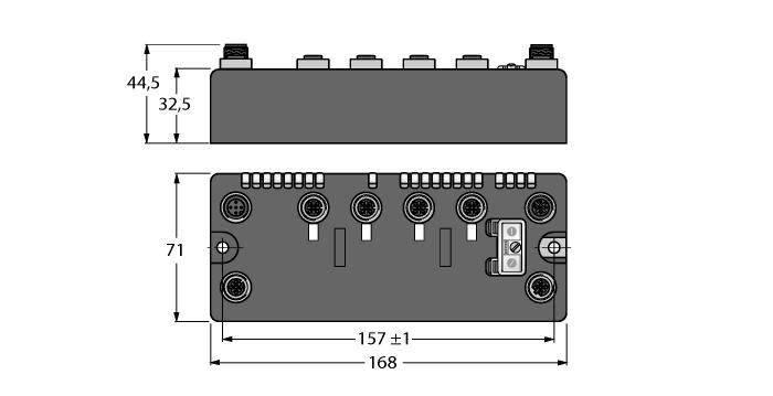 -Machine compacte veldbus I/Oblocks EtherNet/IP, Modbus TCP, of PROFI- NET slave geïntegreerde Ethernet switch 10 Mbps / 100 Mbps ondersteund twee 4-polige M12, D-gecodeerd, connectoren voor