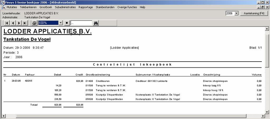 11 1.6 Stap 6: Controleren van de ingevoerde mutaties [Mutaties] [Afdrukken] Alvorens u de ingevoerde inkoopfacturen gaat verwerken in het grootboek en de subadministratie crediteuren kunt u hiervan