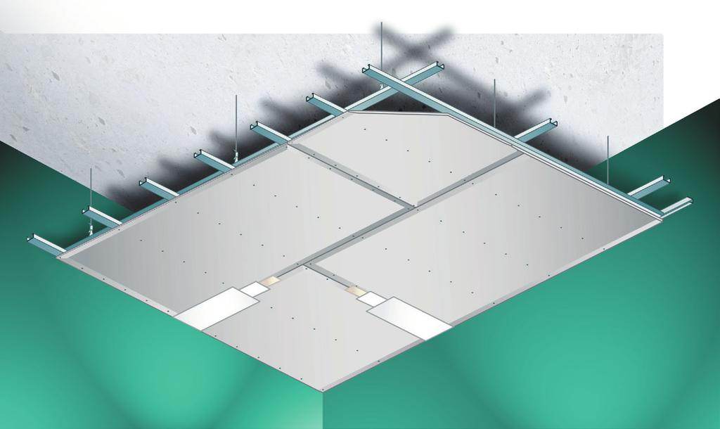 In eboen plafondconstructies met een kleine kromtestraal worden 6,5 mm of 9,5 mm dikke Gyproc A ABAplaten toeepast.