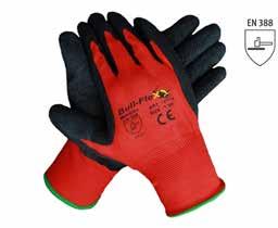 Gecoate handschoenen HANDSCHOEN BULL FLEX PU Werkhandschoen nitril foam coating 3/4 gedompeld op een naadloos gebreide polyamide onderhandschoen.