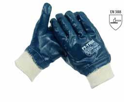 Gecoate handschoenen HANDSCHOEN NBR BLAUW KAP MET GESLOTEN RUG Werkhandschoen met NBR coating en gesloten rug op jersey voering met canvas kap.
