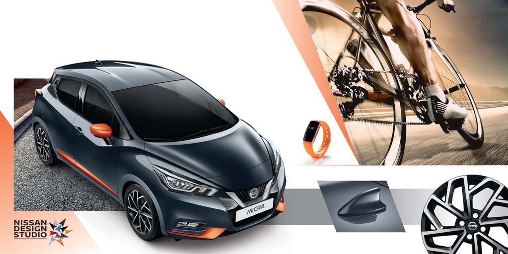 PERFORMER Combineer de carroseriekleur Gunmetal Grey met een Energy Orange Exterieur Pack die past bij uw Nissan Performance Tracker.