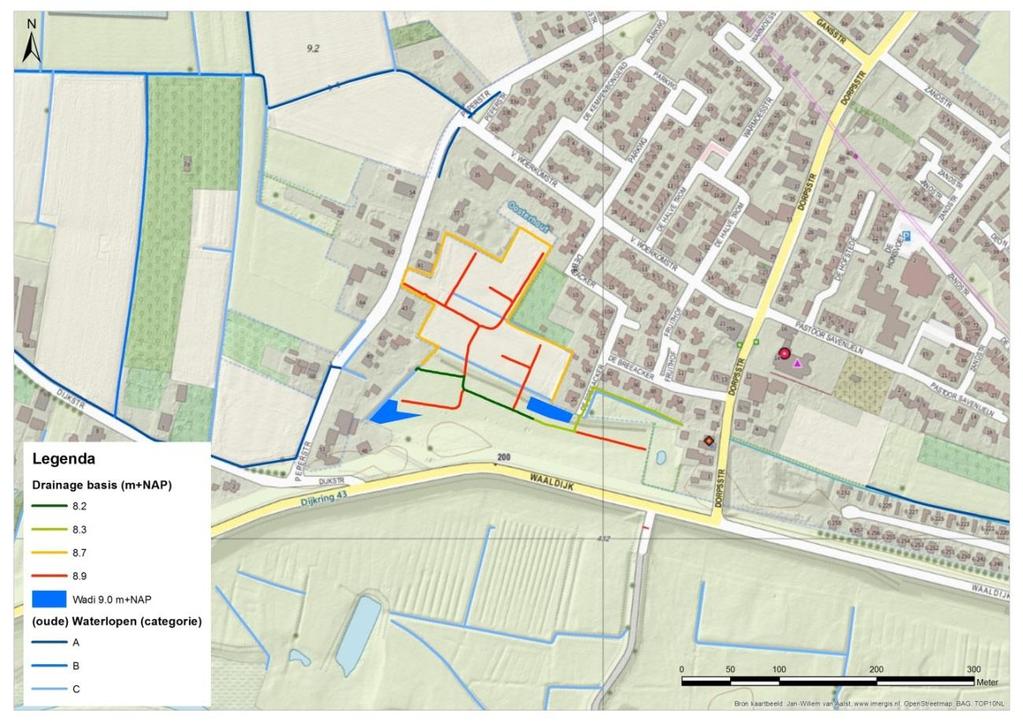 grondwaterstand. Dit voorkomt dat er water aan maaiveld komt en gaat afvoeren. Er is een doorlatendheid voor de ophooglaag van 15 m/dag toegepast.