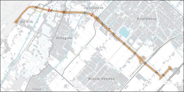 infrastructuur kan het verkeer vervolgens haar weg vinden naar de A4. De Bennebroekerweg kruist bovenlangs en krijgt geen directe aansluiting.