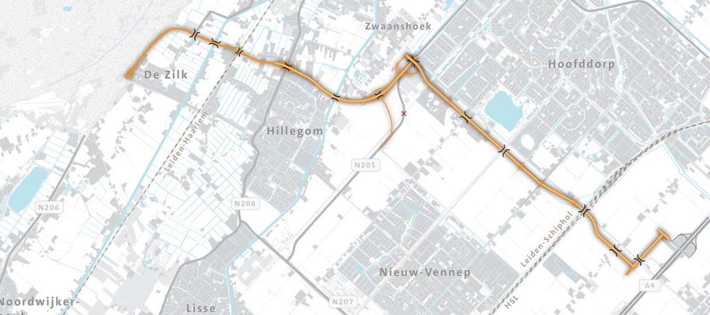 bestaande N205. Voor deze aansluiting wordt een tweede half klaverblad gemaakt om de aansluiting op de Nieuwe Bennebroekerweg mogelijk te maken.