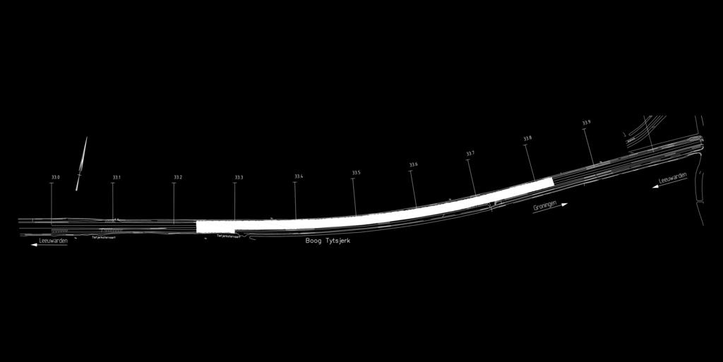 Ontwerp-Tracébesluit Extra Sneltrein Groningen Leeuwarden Detailkaart Schaal 1:2.000 Datum November 2016 Bladnummer 04 Kilometrering 33.20 33.