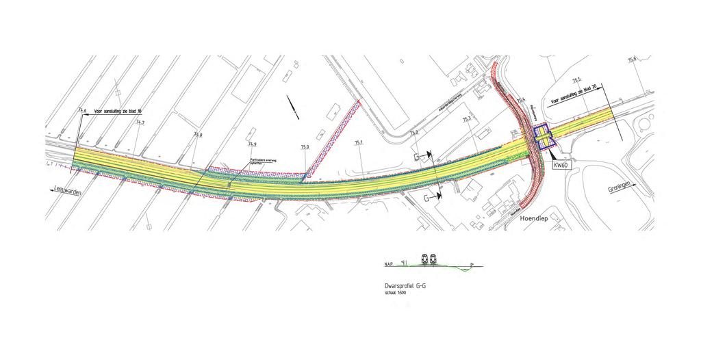 Ontwerp-Tracébesluit Extra Sneltrein Groningen Leeuwarden Detailkaart Schaal 1:2.000 Datum November 2016 Bladnummer 19 Kilometrering 74.60 75.