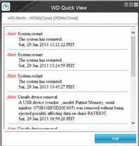 UW STATION BEHEREN MET WD QUICK VIEW Waarschuwingen controleren Knipperend pictogram en ballonwaarschuwing Op zowel Windows- als Mac-systemen knippert het WD Quick View-pictogram om aan te geven dat