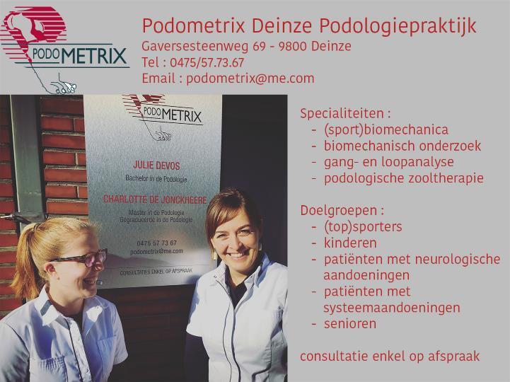 Podometrix Julie Devos Podoloog Nieuwstraat 6 bus 1 Tel. 0472 84 50 90 juliedevos@me.