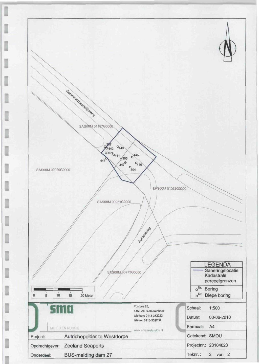 LEGENDA Saneringslocatie Kadastrale perceelgrenzen Diepe boring Postbus 25.