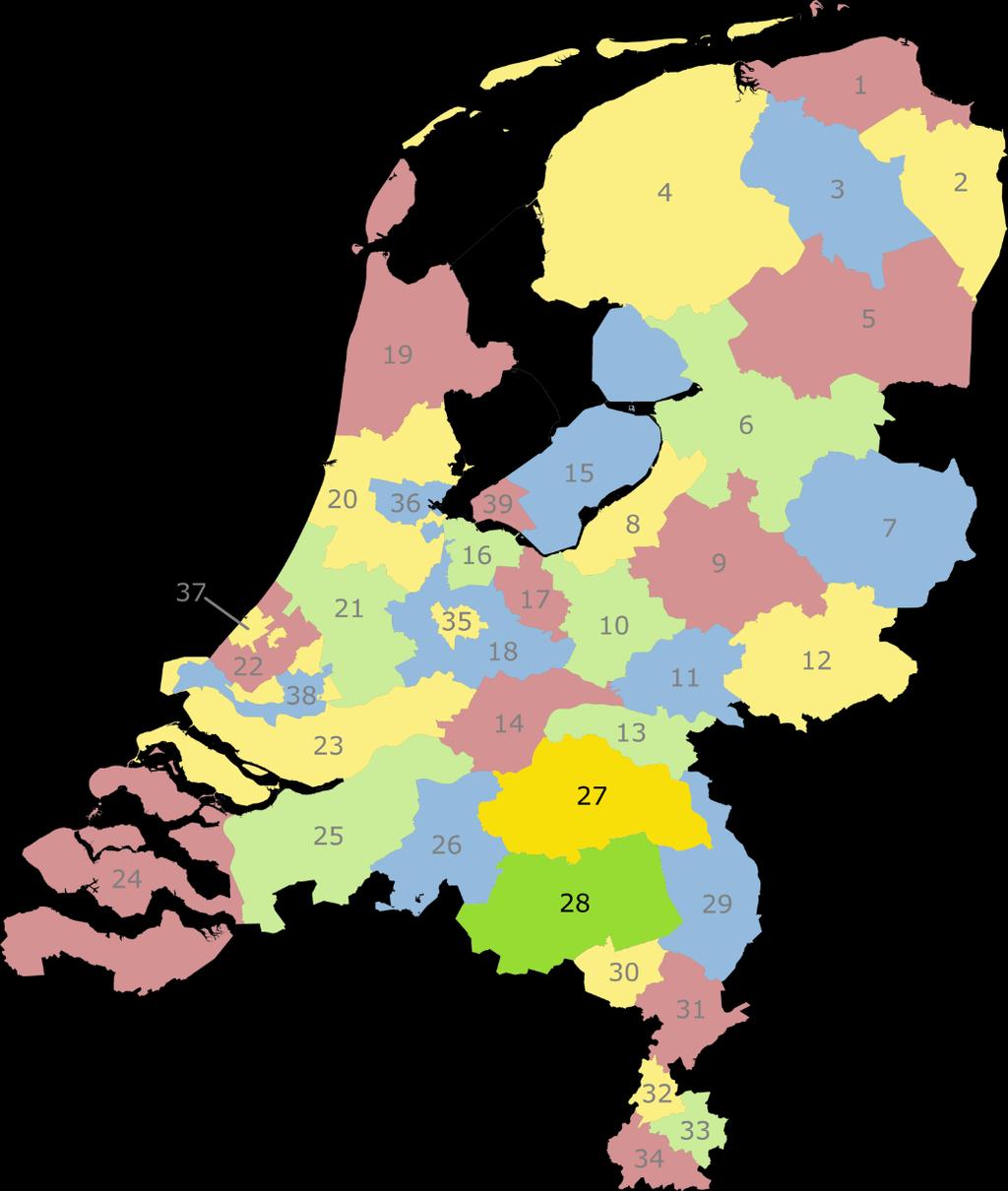 A RPA-indeling nr RPA 1 Noord-Groningen 2 Oost-Groningen 3 Centraal-Groningen 4 Friesland 5 Zuid- en Midden-Drenthe 6 IJssel en Vecht 7 Twente 8 Noordwest-Veluwe 9 Stedendriehoek 10 De Vallei 11