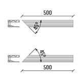 HOEKSTUKKEN* 2089025 SB-O1S Binnenhoek links 500mm 2089026 SB-O1S Binnenhoek rechts 500mm 2089027 SB-O1S Buitenhoek links 500mm 2089028 SB-O1S Buitenhoek rechts 500mm *alleen in RVS ook leverbaar