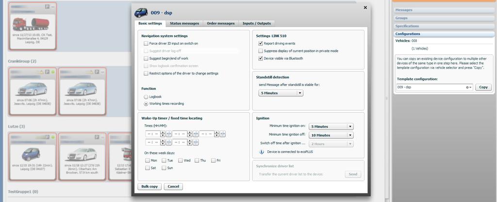 Voertuiginstellingen kopiëren WEBFLEET 2.20 vereenvoudigt voertuigbeheer.