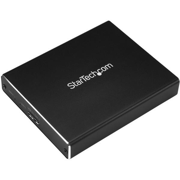 Dubbele sleuf schijfbehuizing voor M.2 NGFF SATA SSDs - USB 3.1 (10Gbps) - RAID Product ID: SM22BU31C3R Met deze Dual M.