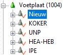 Blader naar component Voetplaat (1004) en klik op de rechter