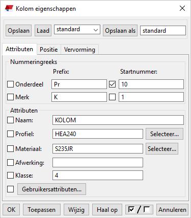 6. In de onderdeel eigenschappen (in dit geval in de Kolom eigenschappen) schakelt u alle selectievakje uit met de Aan/uit knop en schakelt u alleen het selectievakje in voor het veld Onderdeel -