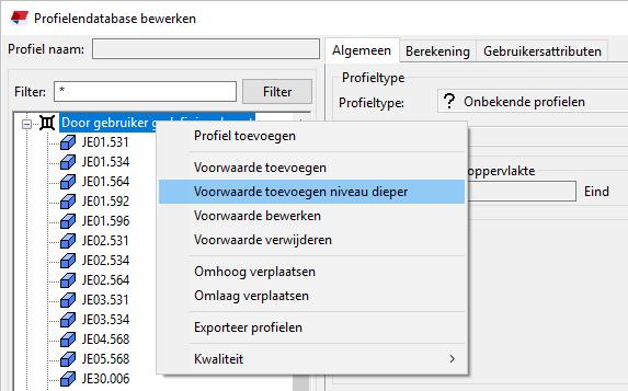 8. Klik met de rechter muisknop op de regel Door gebruiker gedefinieerd, vast en selecteer