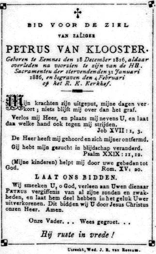 Op het land achter zijn boerderij was hij bezig sparretjes uit de grond te halen. Hierbij kreeg hij een toeval, raakte in de sloot en verdronk.