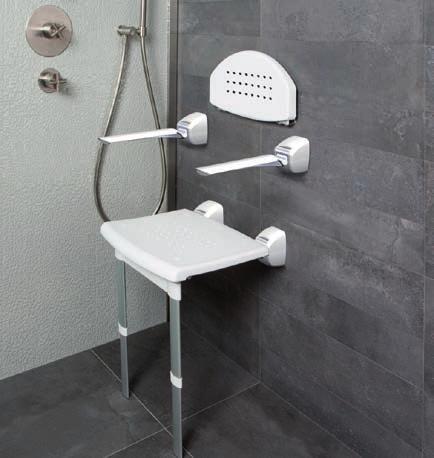 02 kunststof en aluminium wit, grijs douchestoel veilig zittend douchen opklapbaar leverbaar in uitvoering zonder en met pootjes model met