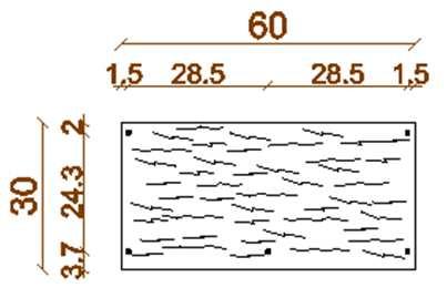 Ardonit leien (met oppervlaktestructuur) Formaat 60/32 cm Productieafmetingen 600/320 mm Rechte hoeken, verticaal geplaatst.