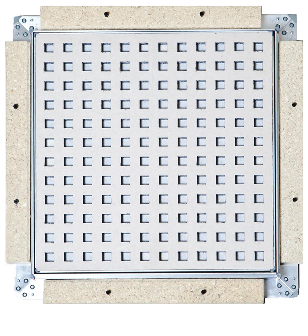 De bouten van nylon waarborgen een simpele en economische plafondinbouw, moeizame positionering van het inspectieluik is overbodig.