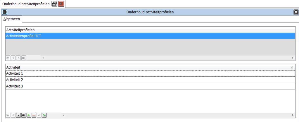 2.7.3. Onderhoud activiteitenprofielen Ga naar Beheer / Bedrijfsgegevens / Onderhoud activiteitenprofielen. Selecteer een activiteitenprofiel.