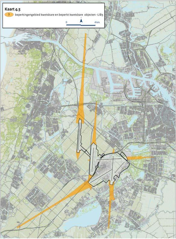 4.2.2 Beperkingengebied kwetsbare en beperkt kwetsbare objecten LIB 3 Op de kaart in bijlage 3 is het beperkingengebied voor kwetsbare en beperkt kwetsbare objecten met nummer 3 weergegeven.
