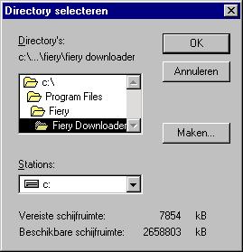 4-9 Werken met Fiery Downloader of WebDownloader EEN BACK-UP VAN EEN LETTERTYPE MAKEN 1. Start Fiery Downloader. 2.