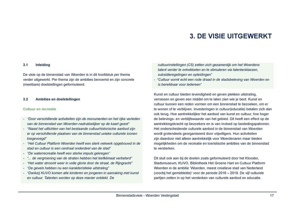 3. DE VISIE UITGEWERKT 3.1 Inleiding De visie op de binnenstad van Woerden is in dit hoofdstuk per thema verder uitgewerkt.