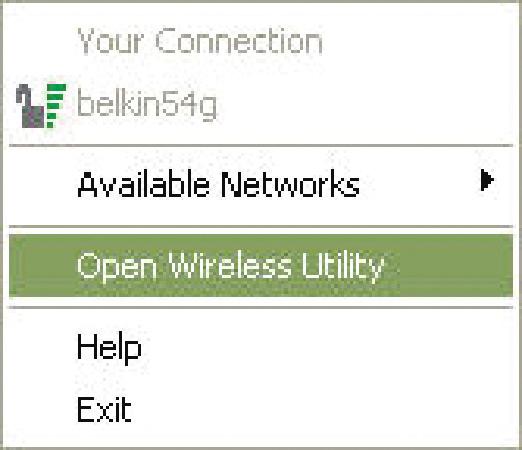 De Wireless Networking Utility van Belkin gebruiken Nadat u de Wireless Networking Utility (WNU) van Belkin hebt geïnstalleerd, zijn configuraties voor draadloze verbindingen en beveiliging met een