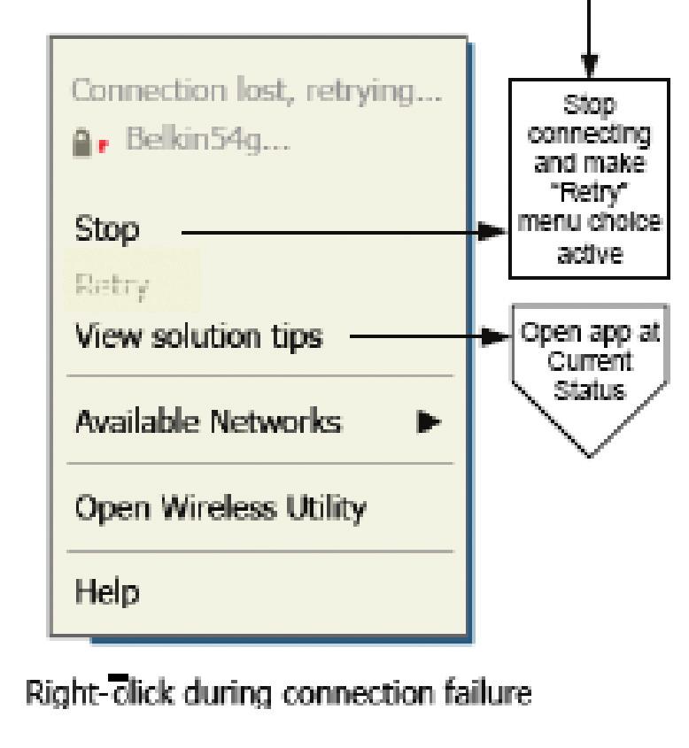 De Wireless Networking Utility van Belkin gebruiken Fout in verbinding Tijdens de pogingen om een nieuwe verbinding te maken krijgt u andere opties te zien.