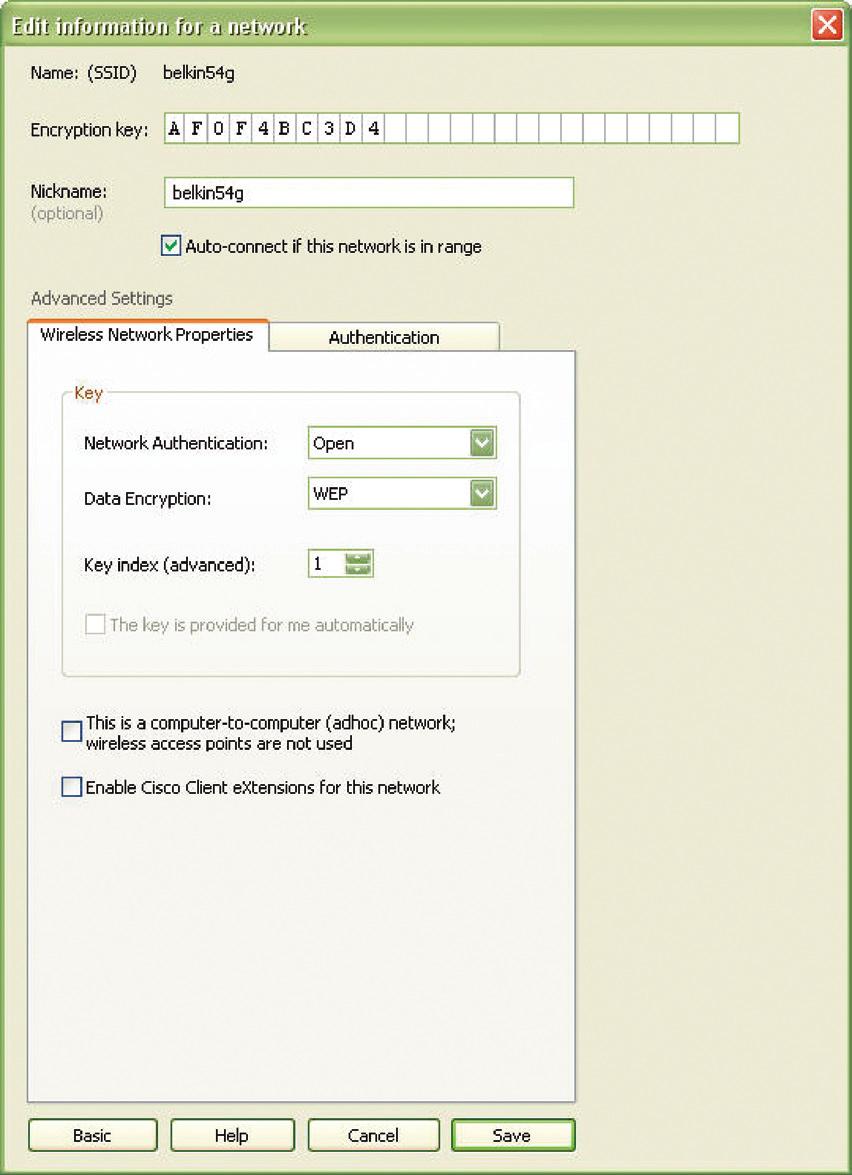 De Wireless Networking Utility van Belkin gebruiken WEP-setup 64-bits WEP-encryptie 1. Selecteer WEP in de dropdown-menu. 2.