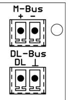 Aansluitingen DL-Bus en M-Bus Montage en aansluiten De polariteit van de M-Bus-aansluiting is verwisselbaar. Datakabel voor de DL-Bus De DL-Bus bestaat uit 2 adres: DL en GND (sensormassa).