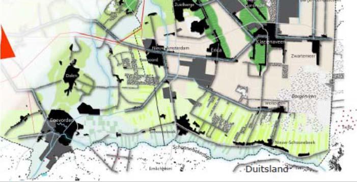 De monumenten komen vooral voor in de verschillende bebouwingslinten in het gebied (zie figuur 5.12).