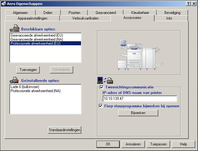 INSTALLEERBARE OPTIES CONFIGUREREN 27 Geïnstalleerde opties automatisch configureren en instellingen voor afdrukopties automatisch bijwerken Als u met een TCP/IP-netwerk werkt, kunt u het