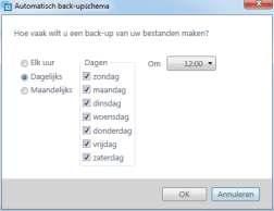 Een back-up maken van bestanden 5. Klik op OK om uw wijziging in het back-upschema op te slaan en te implementeren en het scherm Automatic Backup Schedule (Automatisch backupschema) te sluiten. 6.
