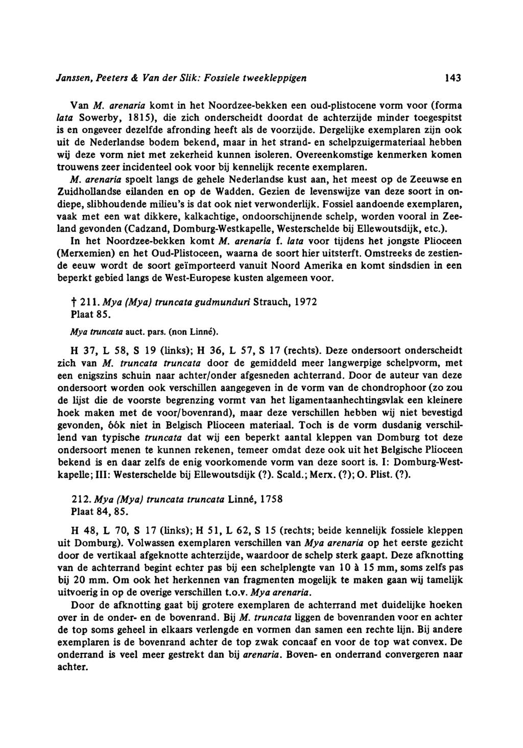 Janssen, Peeters & Van der Slik: Fossiele tweekleppigen 143 Van M.