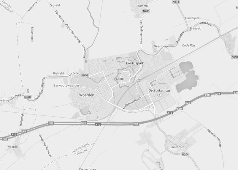 Locatie en Bereikbaarheid Locatie Het object is gelegen op bedrijventerrein Middelland op korte afstand van zowel het stadscentrum van Woerden als Rijksweg A12.