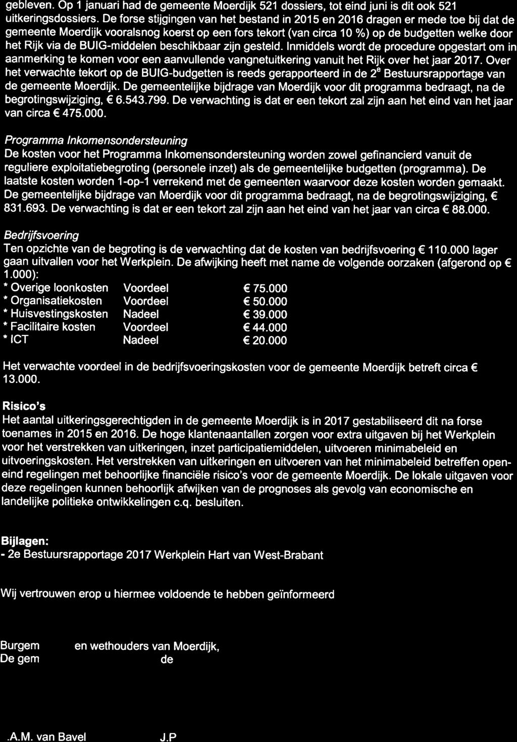 gebleven. Op 1 januari had de gemeente Moerdijk 521 dossiers, tot eind juni is dit ook 521 uitkeringsdossiers.