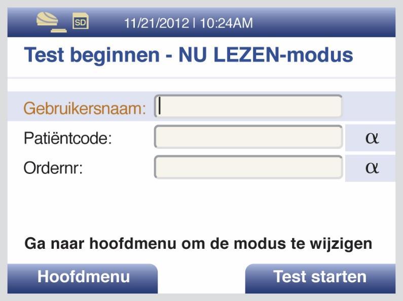 Selecteer in het hoofdmenu de optie TEST UITVOEREN om terug te keren naar het scherm Test starten.