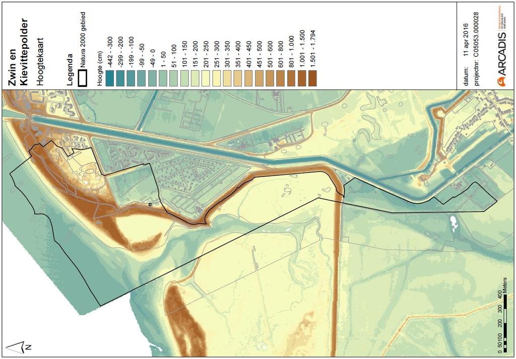 Figuur 24 Hoogtekaart Zwin & Kievittepolder 2.