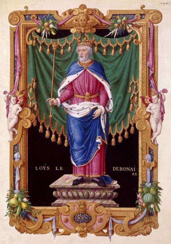 Afbeelding van Lodewijk de Vrome, de uiteindelijke opvolger van Karel de Grote.