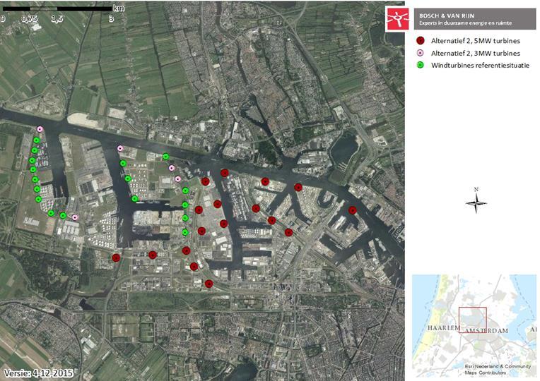 Tabel 7 Referentietypen windturbines onderzoeken alternatief 2 Lijn WTB Masthoogte (m) Vermogen (MW) Tiphoogte (m) A - Nieuwe Hemweg 1 120 5 186 A - Nieuwe Hemweg 2 120 5 186 A - Nieuwe Hemweg 3 120