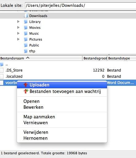 2.2 Uploaden. Als u klaar bent met het bestand moet het weer in uw map binnen Piter Jelles gezet worden. Dit noemen we uploaden.